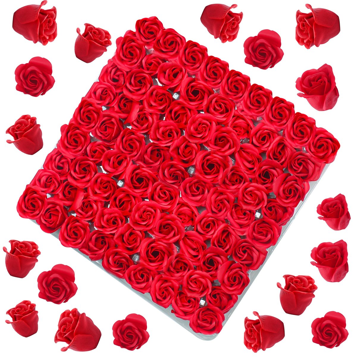 Marsrut 81-teilige Bade-Seifenrosenblüten, duftende Seifenrosenblätter Körperseife für Valentinstag, Hochzeit, Jubiläum, Geburtstag, für Sie, Rot