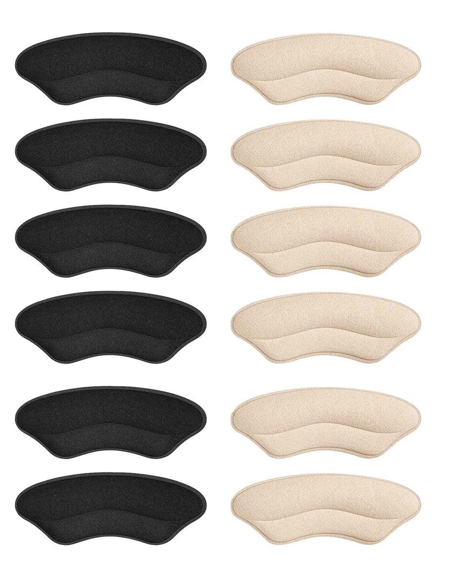 Fersenpolster für zu große Schuhe, Einlegesohlen für Damen, Fersenhalter für Herren, Schutzpolster, Blasenvermeidung, Füllpolster (6 Paar Beige/Schwarz)