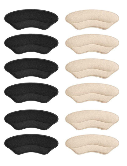 Fersenpolster für zu große Schuhe, Einlegesohlen für Damen, Fersenhalter für Herren, Schutzpolster, Blasenvermeidung, Füllpolster (6 Paar Beige/Schwarz)