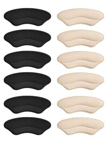 Fersenpolster für zu große Schuhe, Einlegesohlen für Damen, Fersenhalter für Herren, Schutzpolster, Blasenvermeidung, Füllpolster (6 Paar Beige/Schwarz)