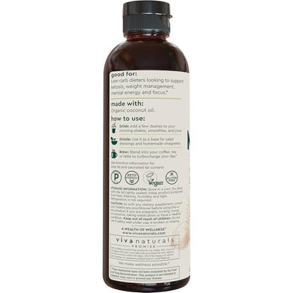 Viva Naturals Bio MCT-Öl, 16 fl oz – MCT-Öl für Kaffee, USDA Bio, Ohne Gentechnik, Paläo-zertifiziert & Keto-freundlich, Unterstützt Energie & geistige Klarheit