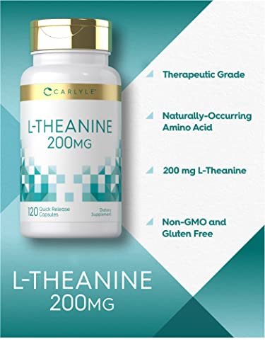 Carlyle L-Theanin 200 mg – 120 Kapseln – Nahrungsergänzungsmittel, Nicht-GVO, Glutenfrei