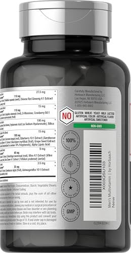 Horbäach Multivitamin für Männer 50 Plus | 60 Kapseln | mit Kalzium, Magnesium, Vitamin A, B, C, D & E | 50+ Advanced Formula | Non-GMO & Glutenfrei