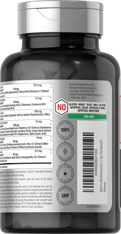 Horbäach Multivitamin für Männer 50 Plus | 60 Kapseln | mit Kalzium, Magnesium, Vitamin A, B, C, D & E | 50+ Advanced Formula | Non-GMO & Glutenfrei
