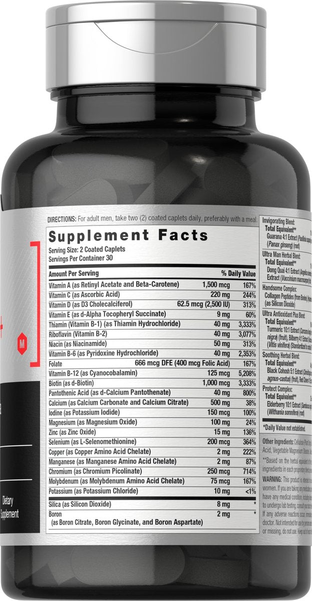 Horbäach Multivitamin für Männer 50 Plus | 60 Kapseln | mit Kalzium, Magnesium, Vitamin A, B, C, D & E | 50+ Advanced Formula | Non-GMO & Glutenfrei