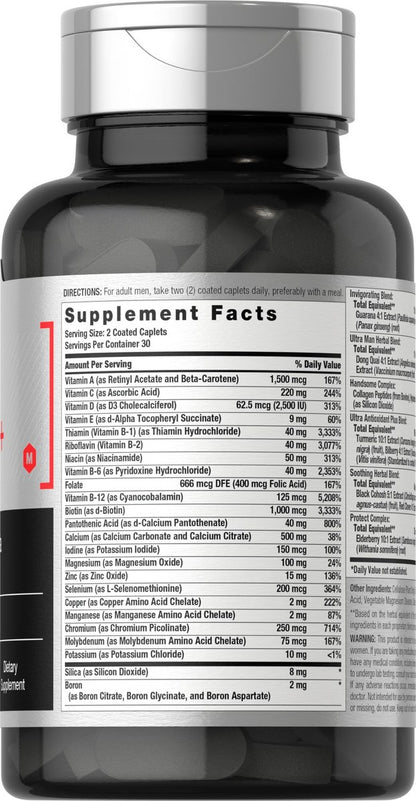 Horbäach Multivitamin für Männer 50 Plus | 60 Kapseln | mit Kalzium, Magnesium, Vitamin A, B, C, D & E | 50+ Advanced Formula | Non-GMO & Glutenfrei