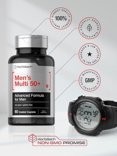 Horbäach Multivitamin für Männer 50 Plus | 60 Kapseln | mit Kalzium, Magnesium, Vitamin A, B, C, D & E | 50+ Advanced Formula | Non-GMO & Glutenfrei