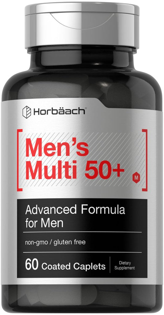 Horbäach Multivitamin für Männer 50 Plus | 60 Kapseln | mit Kalzium, Magnesium, Vitamin A, B, C, D & E | 50+ Advanced Formula | Non-GMO & Glutenfrei