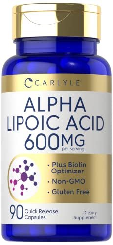 Carlyle Alpha-Liponsäure 600 mg mit Biotin-Booster – 90 Kapseln, Non-GMO & Glutenfrei