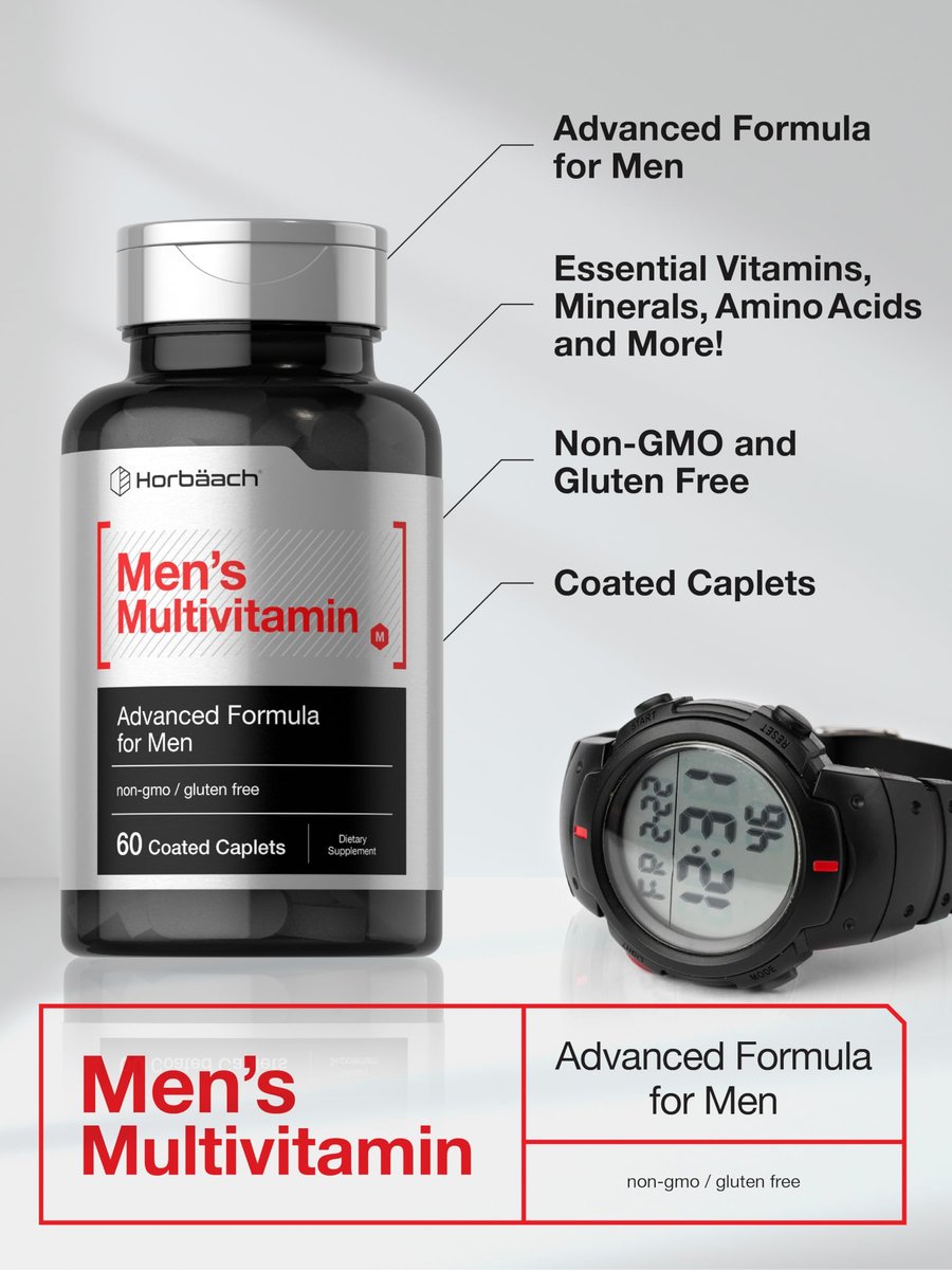 Horbäach Men's Multivitamin | 60 Kapseln | Fortschrittliche Formel | mit Vitamin C, D, Magnesium, Mineralien & mehr | Nicht-GVO & glutenfrei