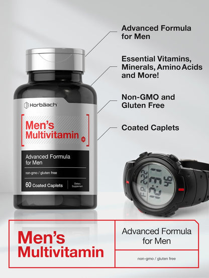 Horbäach Men's Multivitamin | 60 Kapseln | Fortschrittliche Formel | mit Vitamin C, D, Magnesium, Mineralien & mehr | Nicht-GVO & glutenfrei