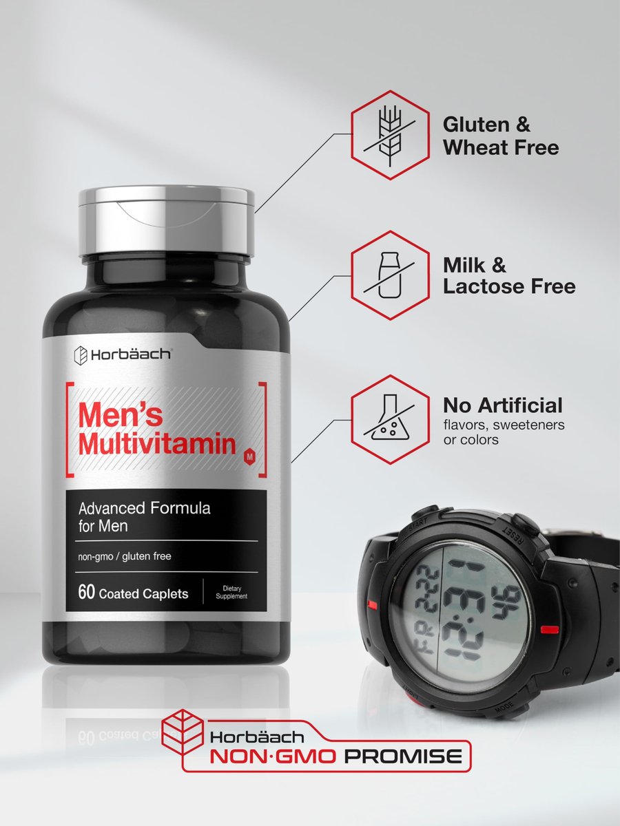 Horbäach Men's Multivitamin | 60 Kapseln | Fortschrittliche Formel | mit Vitamin C, D, Magnesium, Mineralien & mehr | Nicht-GVO & glutenfrei