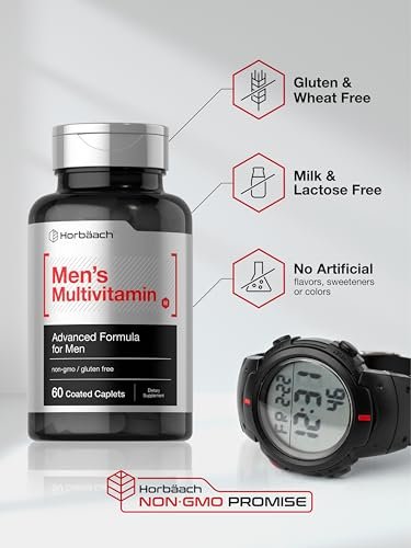 Horbäach Men's Multivitamin | 60 Kapseln | Fortschrittliche Formel | mit Vitamin C, D, Magnesium, Mineralien & mehr | Nicht-GVO & glutenfrei