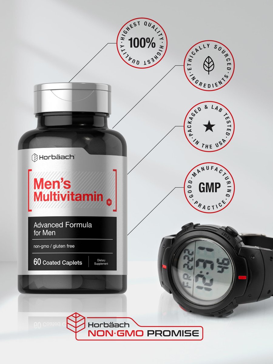 Horbäach Men's Multivitamin | 60 Kapseln | Fortschrittliche Formel | mit Vitamin C, D, Magnesium, Mineralien & mehr | Nicht-GVO & glutenfrei