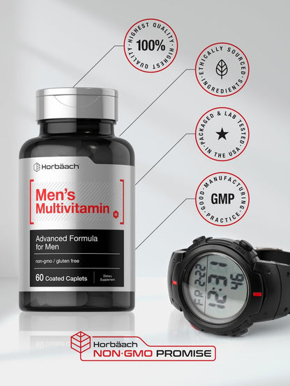 Horbäach Men's Multivitamin | 60 Kapseln | Fortschrittliche Formel | mit Vitamin C, D, Magnesium, Mineralien & mehr | Nicht-GVO & glutenfrei