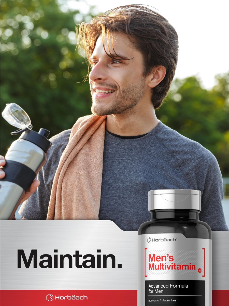 Horbäach Men's Multivitamin | 60 Kapseln | Fortschrittliche Formel | mit Vitamin C, D, Magnesium, Mineralien & mehr | Nicht-GVO & glutenfrei