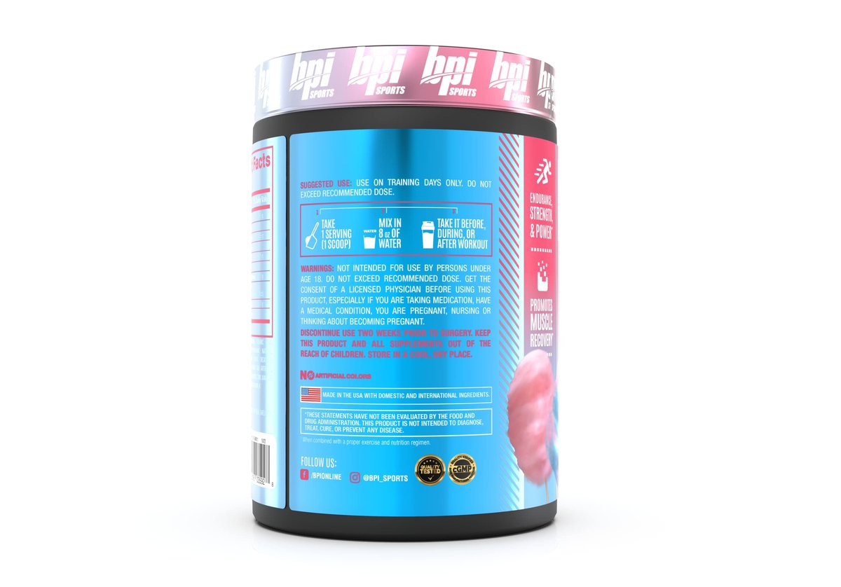 BPI Sports Best Aminos – BCAA Pulver nach dem Training & Glutamin Erholungsgetränk mit verzweigtkettigen Aminosäuren für Hydratation & Erholung, für Männer & Frauen – Zuckerwatte – 25 Portionen