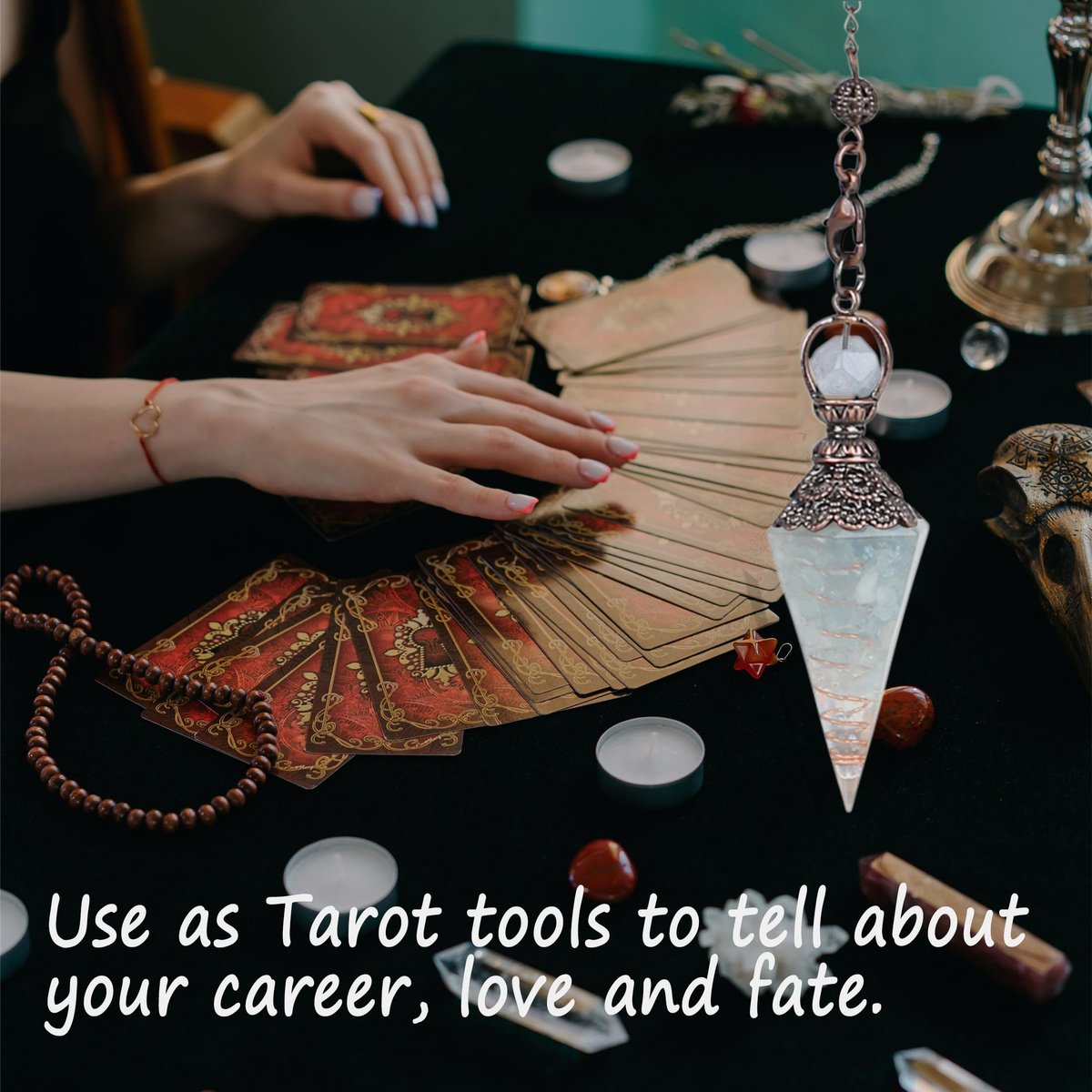 MAIBAOTA Pendel Kristall, Natürlicher Aquamarin Kristallpendel für Wahrsagerei, Spirituelle Spitzkristalle für Hexenzubehör, Divinationswerkzeuge