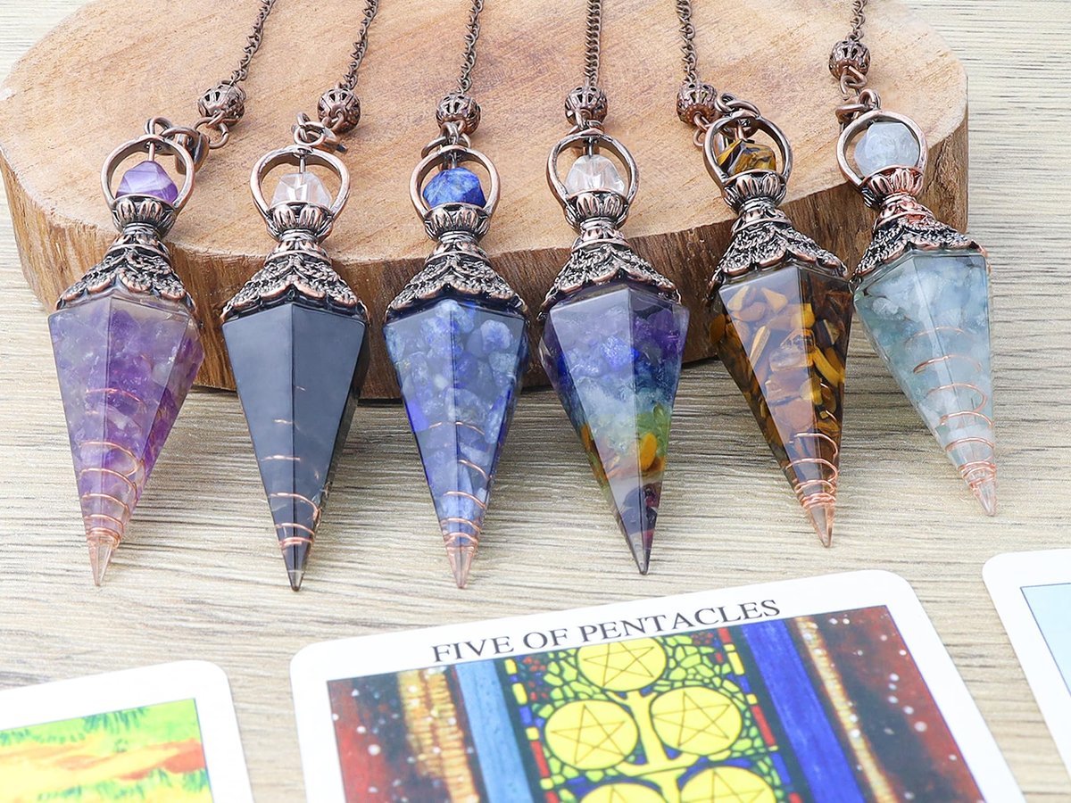 MAIBAOTA Pendel aus natürlichem schwarzem Obsidian – Wünschelrute für Wahrsagerei, spirituelle Kristalle für Hexerei-Zubehör