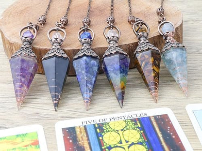 MAIBAOTA Pendel aus natürlichem schwarzem Obsidian – Wünschelrute für Wahrsagerei, spirituelle Kristalle für Hexerei-Zubehör