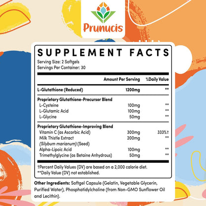 2400 mg Liposomales Glutathion mit Vitamin C, Mariendistel & Alpha-Liponsäure – Master-Antioxidans, reines reduziertes L-Glutathion – Immunsystem, Zellreparatur, Energie, hohe Absorption, 120 Weichkapseln