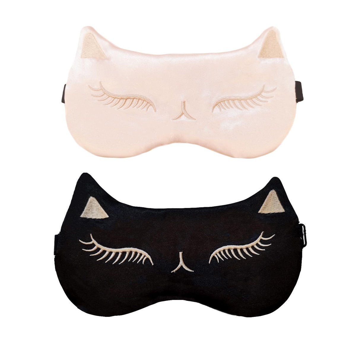 Mukveitn Katzen-Schlafmaske für Kinder, 2er-Pack Seiden-Schlafaugenmaske, verstellbar, für Mädchen, Jungen, Frauen, Männer, Reisen, Nickerchen, Partys