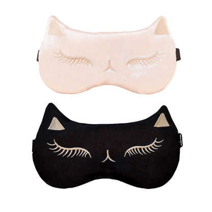 Mukveitn Katzen-Schlafmaske für Kinder, 2er-Pack Seiden-Schlafaugenmaske, verstellbar, für Mädchen, Jungen, Frauen, Männer, Reisen, Nickerchen, Partys