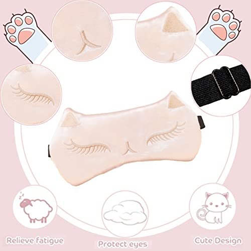 Mukveitn Katzen-Schlafmaske für Kinder, 2er-Pack Seiden-Schlafaugenmaske, verstellbar, für Mädchen, Jungen, Frauen, Männer, Reisen, Nickerchen, Partys