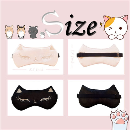 Mukveitn Katzen-Schlafmaske für Kinder, 2er-Pack Seiden-Schlafaugenmaske, verstellbar, für Mädchen, Jungen, Frauen, Männer, Reisen, Nickerchen, Partys