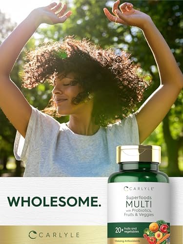 Carlyle Obst- und Gemüse-Supplement | 120 Kapseln | Superfood Multivitamin mit Probiotika | Hergestellt aus 20 Früchten und Gemüse | Non-GMO & Glutenfrei