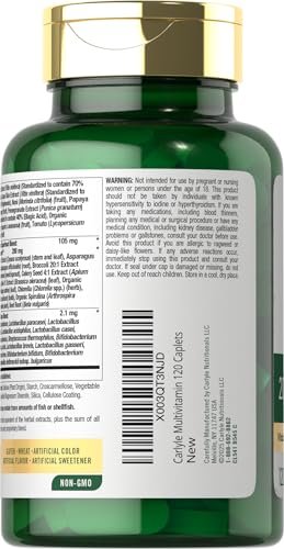 Carlyle Obst- und Gemüse-Supplement | 120 Kapseln | Superfood Multivitamin mit Probiotika | Hergestellt aus 20 Früchten und Gemüse | Non-GMO & Glutenfrei