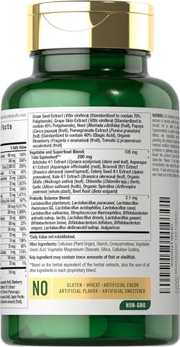 Carlyle Obst- und Gemüse-Supplement | 120 Kapseln | Superfood Multivitamin mit Probiotika | Hergestellt aus 20 Früchten und Gemüse | Non-GMO & Glutenfrei