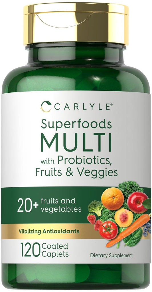 Carlyle Obst- und Gemüse-Supplement | 120 Kapseln | Superfood Multivitamin mit Probiotika | Hergestellt aus 20 Früchten und Gemüse | Non-GMO & Glutenfrei