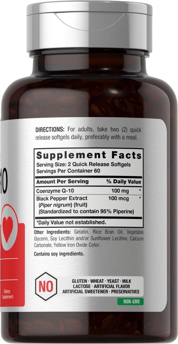 Horbäach CoQ10 100 mg – 120 Weichkapseln – Nicht-GVO & glutenfreies Nahrungsergänzungsmittel