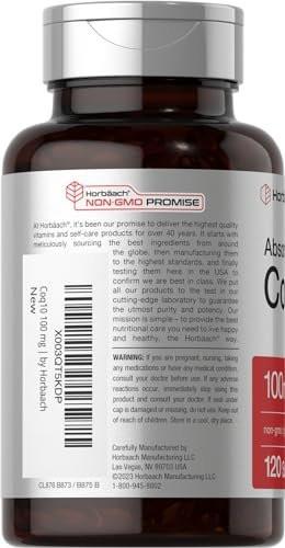 Horbäach CoQ10 100 mg – 120 Weichkapseln – Nicht-GVO & glutenfreies Nahrungsergänzungsmittel