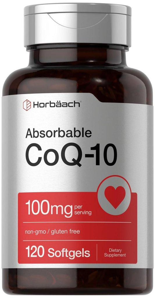 Horbäach CoQ10 100 mg – 120 Weichkapseln – Nicht-GVO & glutenfreies Nahrungsergänzungsmittel
