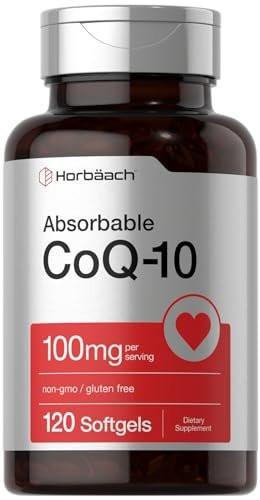 Horbäach CoQ10 100 mg – 120 Weichkapseln – Nicht-GVO & glutenfreies Nahrungsergänzungsmittel