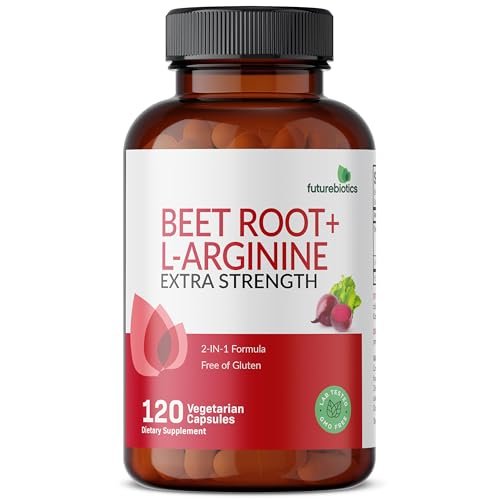 Futurebiotics Rote Bete + L-Arginin, Nicht-GVO, 120 Kapseln – Natürliche Unterstützung für Herz und Kreislauf