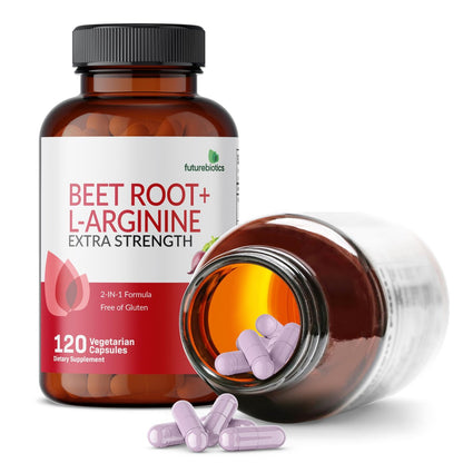 Futurebiotics Rote Bete + L-Arginin, Nicht-GVO, 120 Kapseln – Natürliche Unterstützung für Herz und Kreislauf