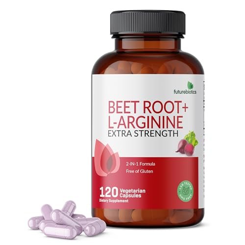 Futurebiotics Rote Bete + L-Arginin, Nicht-GVO, 120 Kapseln – Natürliche Unterstützung für Herz und Kreislauf