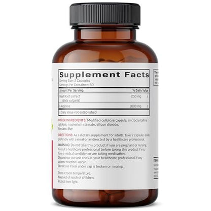 Futurebiotics Rote Bete + L-Arginin, Nicht-GVO, 120 Kapseln – Natürliche Unterstützung für Herz und Kreislauf