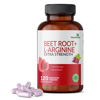 Futurebiotics Rote Bete + L-Arginin, Nicht-GVO, 120 Kapseln – Natürliche Unterstützung für Herz und Kreislauf