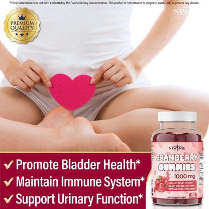 NEW AGE Cranberry Gummies 1000mg – Unterstützt Blasen-, Nieren- und Harnwegsgesundheit – Vegetarisch, 60 Gummibärchen