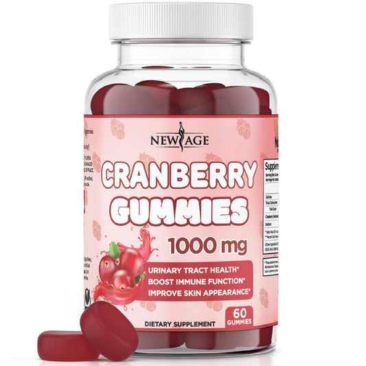 NEW AGE Cranberry Gummies 1000mg – Unterstützt Blasen-, Nieren- und Harnwegsgesundheit – Vegetarisch, 60 Gummibärchen