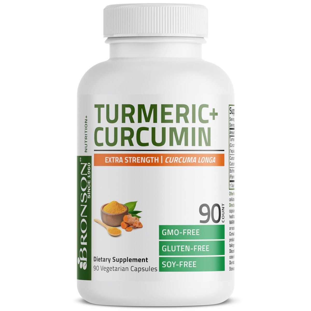 Bronson Kurkuma Curcumin Extra Stärke - Antioxidans, Gelenk- & Verdauungsunterstützung mit BioPerin, Non-GMO, 90 vegane Kapseln