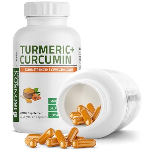 Bronson Kurkuma Curcumin Extra Stärke - Antioxidans, Gelenk- & Verdauungsunterstützung mit BioPerin, Non-GMO, 90 vegane Kapseln