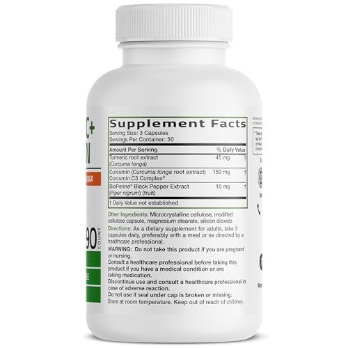 Bronson Kurkuma Curcumin Extra Stärke - Antioxidans, Gelenk- & Verdauungsunterstützung mit BioPerin, Non-GMO, 90 vegane Kapseln
