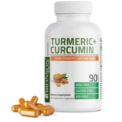 Bronson Kurkuma Curcumin Extra Stärke - Antioxidans, Gelenk- & Verdauungsunterstützung mit BioPerin, Non-GMO, 90 vegane Kapseln