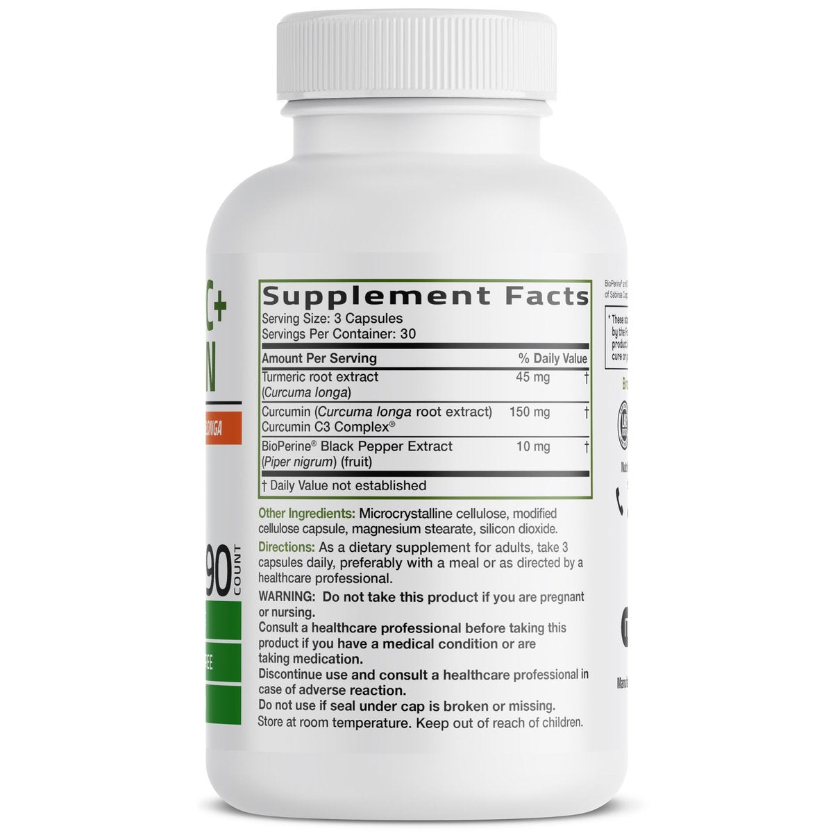Bronson Kurkuma Curcumin Extra Stärke - Antioxidans, Gelenk- & Verdauungsunterstützung mit BioPerin, Non-GMO, 90 vegane Kapseln