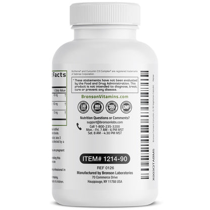 Bronson Kurkuma Curcumin Extra Stärke - Antioxidans, Gelenk- & Verdauungsunterstützung mit BioPerin, Non-GMO, 90 vegane Kapseln
